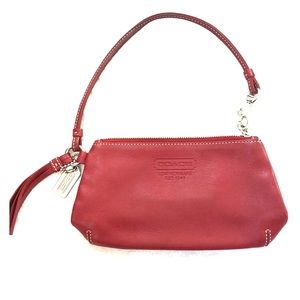 Red Leather Coach Wrislet Ree with Tassel